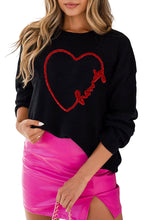 Load image into Gallery viewer, Black Holly Jolly Round Neck Casual Sweater