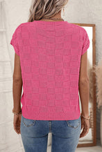 Cargar imagen en el visor de la galería, Bright Pink Lattice Textured Knit Short Sleeve Top