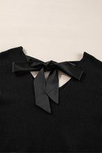 Load image into Gallery viewer, Black Lantern Sleeve V Neck Knot Back Sweater