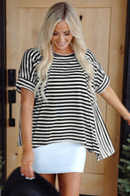Load image into Gallery viewer, Black Stripe Batwing Sleeve Crewneck Oversized Top