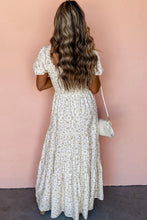 Load image into Gallery viewer, White Frilly Shirred Bodice Tiered Floral Maxi Dress