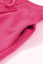 Cargar imagen en el visor de la galería, Rose Red Terry Knit Drawstring Smocked Waist Wide Leg Sweatpants