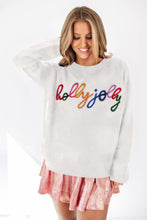 Load image into Gallery viewer, Black Holly Jolly Round Neck Casual Sweater