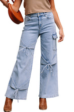 Load image into Gallery viewer, Beau Blue Bowknot Decor Boyfriend Cargo Jeans