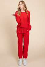 Load image into Gallery viewer, Super Lady Full Size Crinkle Check Round Neck Top and Pants Lounge Set