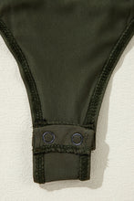 Load image into Gallery viewer, Moss Green Ruched Wrap V Neck Long Sleeve Bodysuit