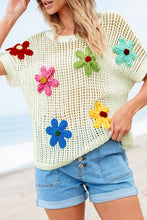 Load image into Gallery viewer, White Crochet Flower Hollow-out Sweater T Shirt