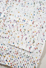Load image into Gallery viewer, White Multicolor Dotted Rib Knit Long Sleeve Cardigan