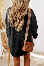 Load image into Gallery viewer, Black Cable Knit Drop Shoulder Loose Fit Sweater Dress