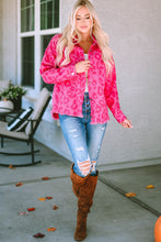Cargar imagen en el visor de la galería, Pink Leopard Print Button Cuffs Raw Hem Jacket