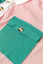 Cargar imagen en el visor de la galería, Pink Colorblock Ribbed Collared Oversized Sweatshirt