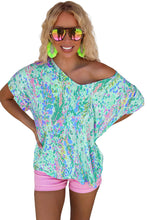 Load image into Gallery viewer, Green Loose Painted Floral Tee