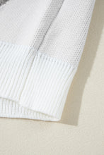 Load image into Gallery viewer, White Contrast Flower Half Zipper Stand Neck Sweater