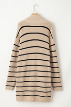 Cargar imagen en el visor de la galería, Black Stripe Shawl Neckline Open Cardigan with Pockets