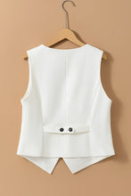 Cargar imagen en el visor de la galería, White Solid Color Button up V Neck Suit Vest