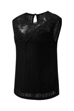 Load image into Gallery viewer, Black Guipure Lace Crochet Keyhole Back Tank Top
