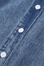 Load image into Gallery viewer, Blue Mineral Wash Cuffed Sleeve Frayed Hem Denim Dress