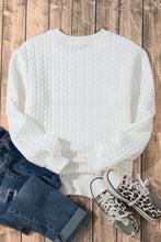 Cargar imagen en el visor de la galería, White LOVE Chenille Embroidered Cable Knit Pullover Sweatshirt