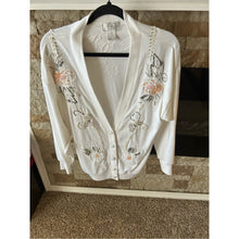 Load image into Gallery viewer, Vintage 80s Embellished Sequins Pearls Cardigan with Lace Buttons