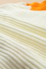 Load image into Gallery viewer, Beige Colorblock Flower Print Cable Knit Loose Sweater