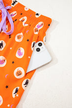 Load image into Gallery viewer, Orange Halloween Print Lapel Shirt Long 2pcs Pajama Set