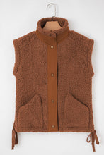 Load image into Gallery viewer, Cinnamon Faux Fur Snap Button Front Knot Side Plush Vest with Pockets