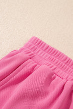 Load image into Gallery viewer, Bright Pink Textured Pearled Ruffle Sleeve Top 2 Piece Shorts Set