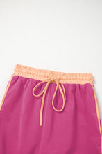 Cargar imagen en el visor de la galería, Rose Red Color Contrast Loose Pullover and Lace-up Waist Skort Set