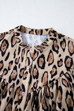 Cargar imagen en el visor de la galería, Light French Beige Oversized Leopard Print Balloon Sleeve Casual Shirt