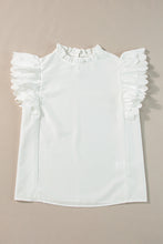 Cargar imagen en el visor de la galería, White Solid Color Scalloped Ruffle Sleeve Top
