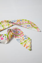 Load image into Gallery viewer, White Paisley Print Buttoned Knotted High Waist Midi Dress