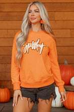 Load image into Gallery viewer, Grapefruit Orange Spooky Graphic Halloween Crew Neck Holiday Sweatshirt