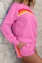 Load image into Gallery viewer, Bonbon Striped Accent Pullover and Shorts Two Piece Casual Set