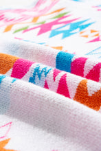 Load image into Gallery viewer, White Oversize Aztec Print High Low V Neck Sweater