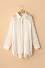 Load image into Gallery viewer, Beige Lace Crochet Collared Tunic Oversized Shirt