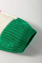 Load image into Gallery viewer, Beige Colorblock Flower Print Cable Knit Loose Sweater