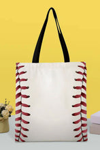 Cargar imagen en el visor de la galería, White Baseball Print Canvas Tote Bag