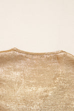 Load image into Gallery viewer, Gold Bow Tie Front Puff 3/4 Sleeve Ruffle Hem Blouse