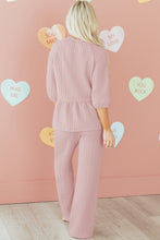 Cargar imagen en el visor de la galería, Delicacy Braided Texture Ruffle Hem Top Drawstring Loose Pants Set