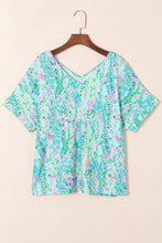 Load image into Gallery viewer, Green Loose Painted Floral Tee