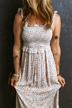 Load image into Gallery viewer, White Lace Frilly Straps Shirred Floral Maxi Dress