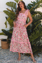 Cargar imagen en el visor de la galería, Pink Floral Lace Tied Strap Empire Waist Maxi Dress