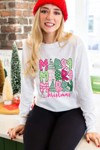 Load image into Gallery viewer, Beige MERRY Christmas Printed Drop Shoulder Pullover Sweatshirt