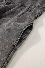 Load image into Gallery viewer, Medium Grey Mineral Wash Ruffled Short Sleeve Buttoned Denim Dress