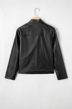 Load image into Gallery viewer, Black Faux Leather Buttoned Front Boxy Jacket