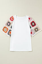 Cargar imagen en el visor de la galería, White Floral Crochet Short Sleeve Top