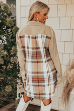 Load image into Gallery viewer, Khaki Plaid Patchwork Long Sleeve Shirt Mini Dress