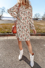 Load image into Gallery viewer, White Floral Printed Long Sleeve Mini Dress