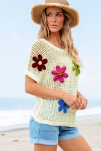 Load image into Gallery viewer, White Crochet Flower Hollow-out Sweater T Shirt