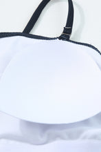 Load image into Gallery viewer, Navy Blue Ribbed Drawstring Sides Cutout One Piece Swimsuit